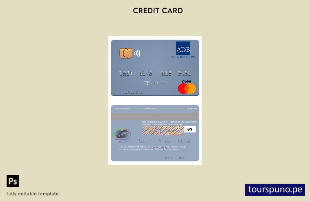 lista para imprimir plantilla de tarjeta mastercard del Banco ADB de las Islas S
